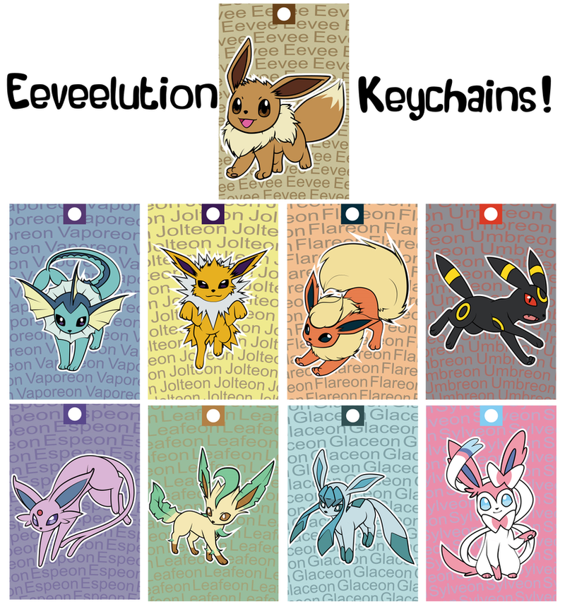 Evolution Chain Key Link Eeveelution Keychains for sale! by Dexsterpieces on DeviantArt