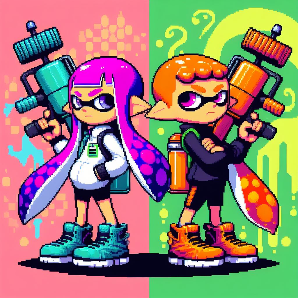 Splatoon Inkling Girl and Boy Pixel Art AI 3 by TomArtista on DeviantArt