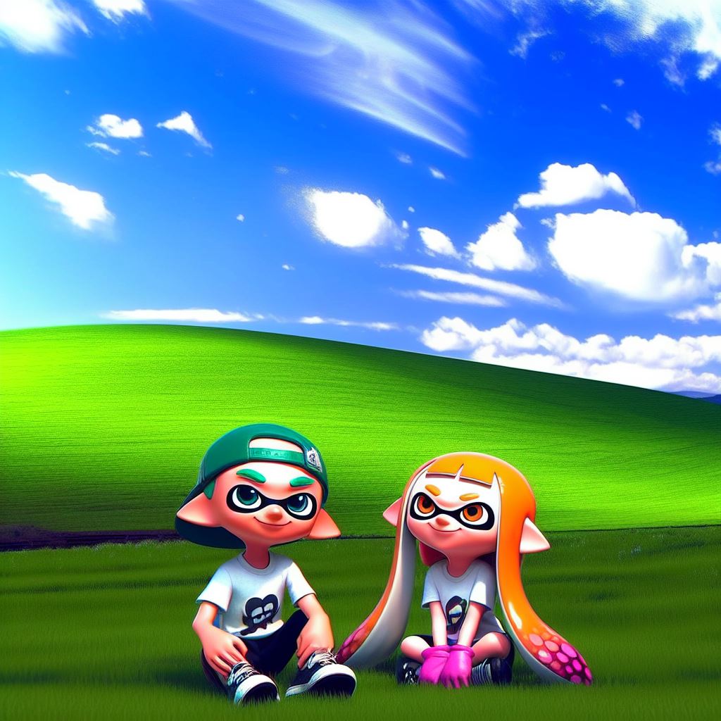 Splatoon Windows Windows XP X Splatoon Inkling in The Bliss AI 1 by TomArtista on DeviantArt