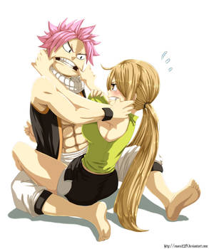 Colored 302_Natsu and Lucy little fighting