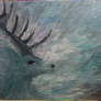 Painting Stag in the fog