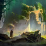 Fantasy forest landscape concept art