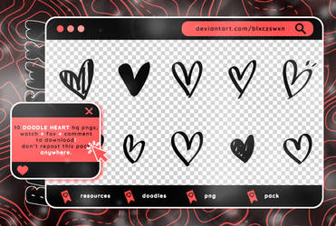 doodle hearts #02 (png pack)