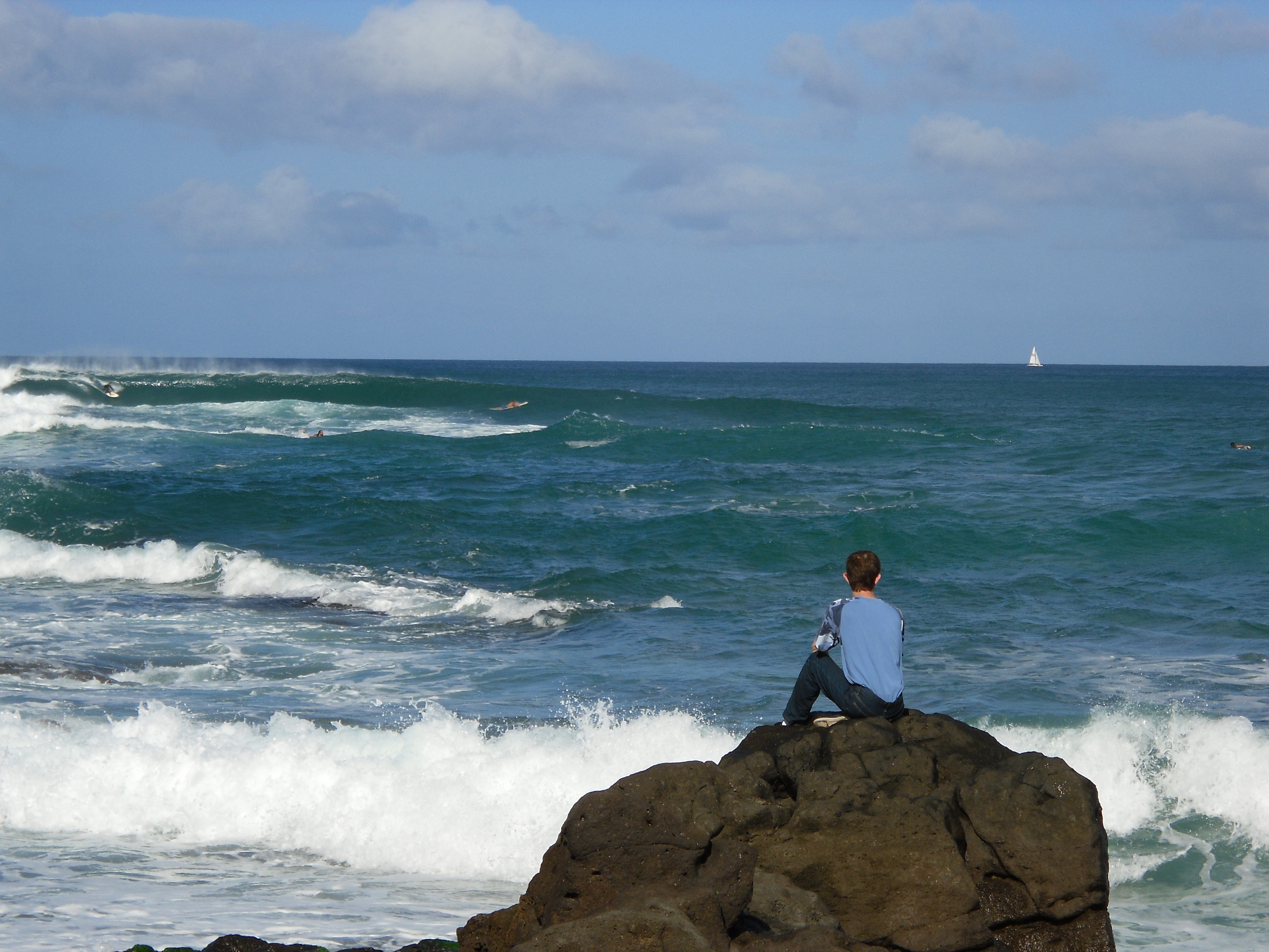 Watching the surfers.