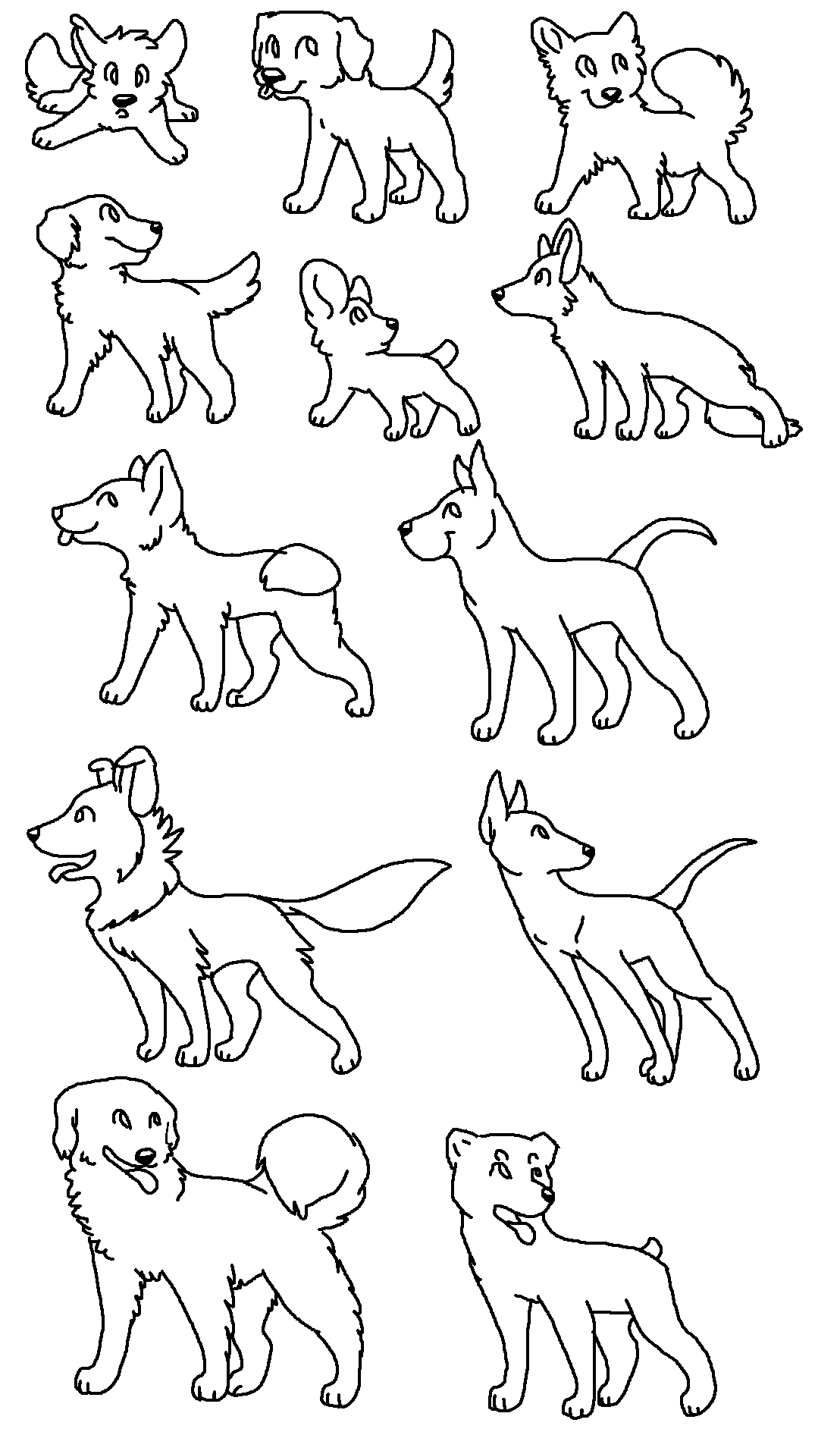 Free MS Paint Dog Breed Batch Lineart!