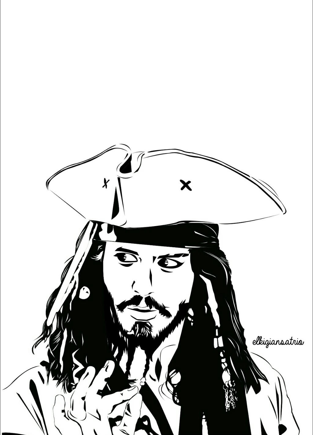 Captain Jack Sparrow Line Art Vector by elkigiansatrio on DeviantArt