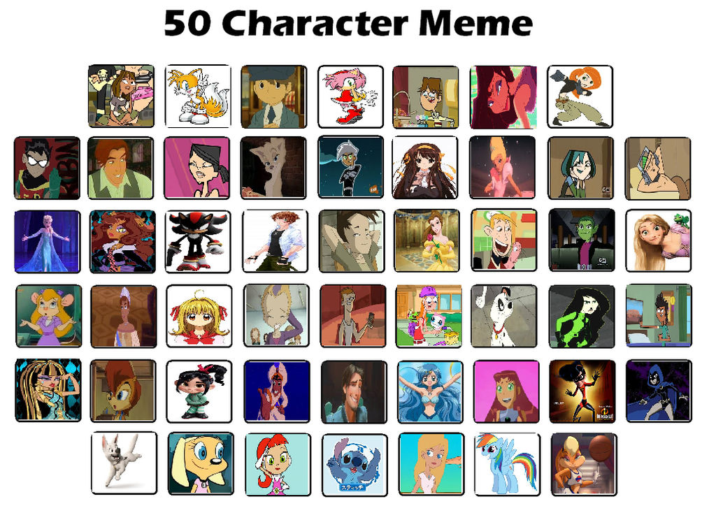 Top 50 cartoon characters meme by Nereathehedgehog on DeviantArt Top 50 cartoon characters meme by Nereathehedgehog on DeviantArt
