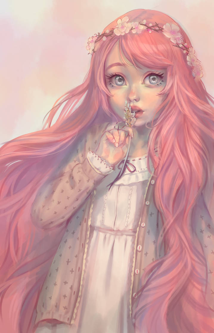 Розовая нарисованная девочка. Девочка арт. Девушка с розовыми волосами арт. Красивые мультяшные девочки. Красивый арт.