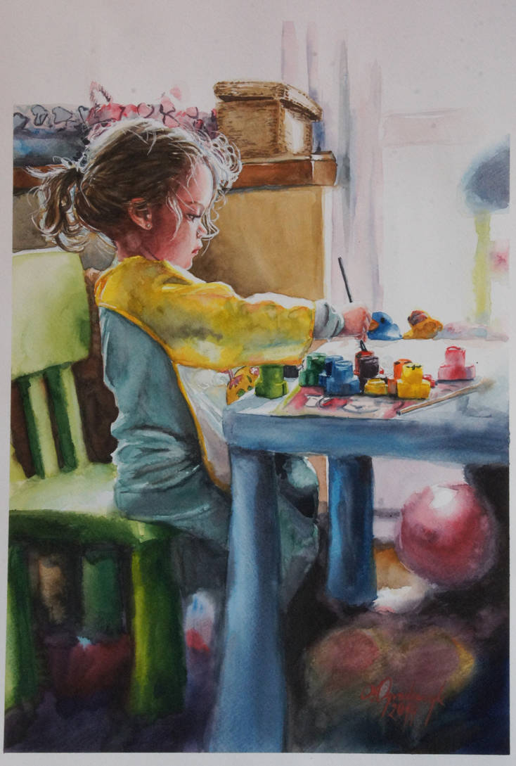 Amelia maluje (Amelia is painting). by Lukasz-Ogrodowczyk