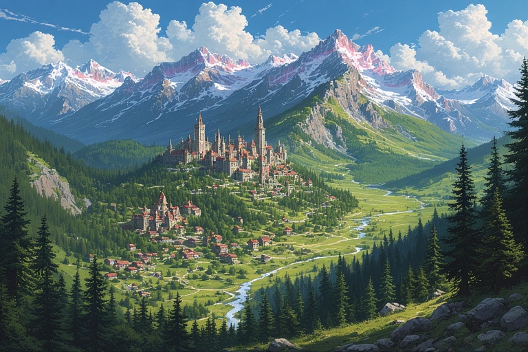 Elven Spring Southern elven academy city Spring mountains by SkogsraAnon on DeviantArt