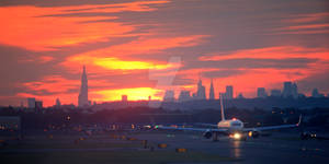 New York city from the plane before flight