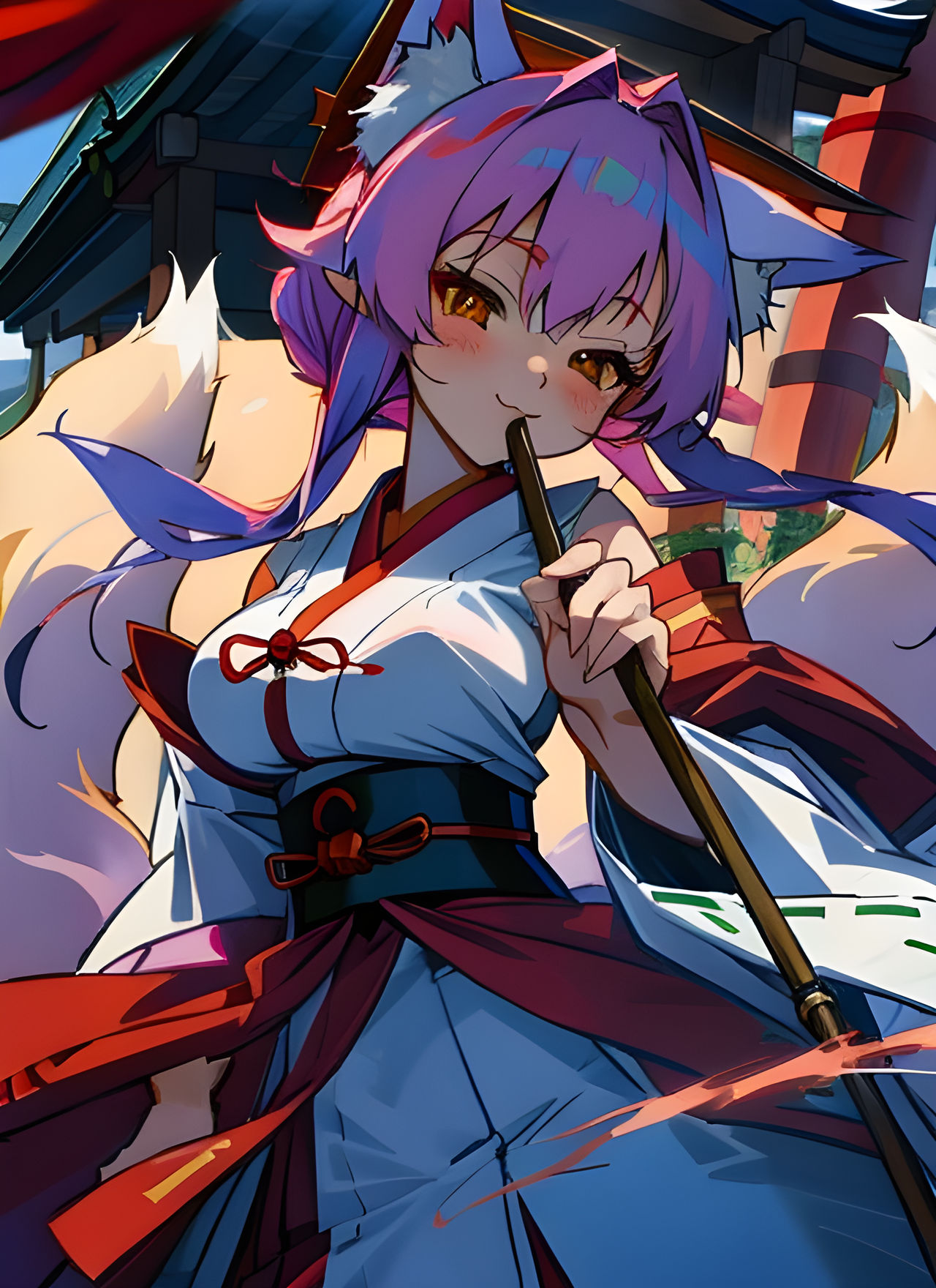 Foxy Shrine Maiden V3 by Eviwizard on DeviantArt