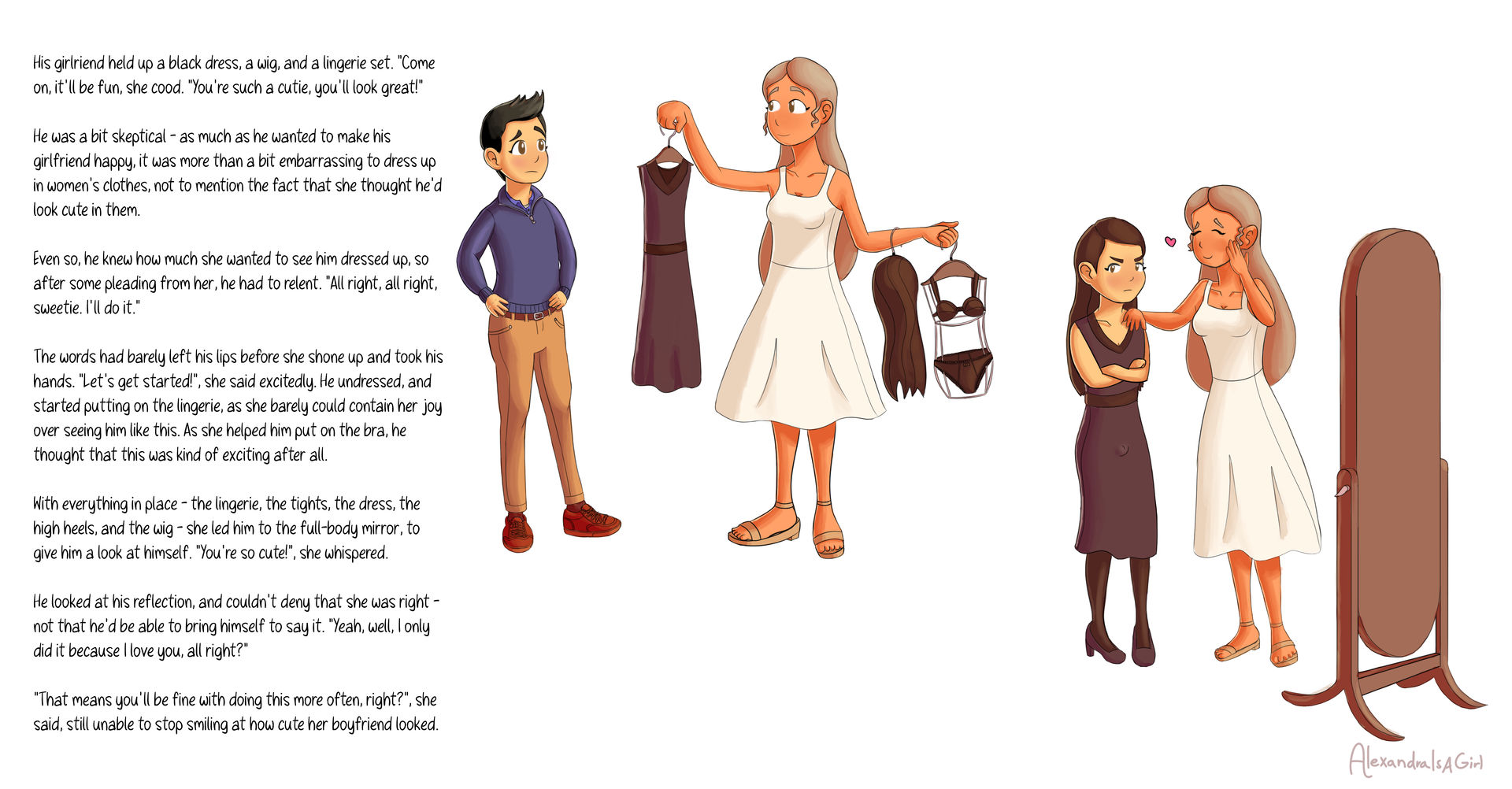 Commission Crossdressing For His Girlfriend By Alexandraisagirl On Commission Crossdressing For His Girlfriend By Alexandraisagirl On