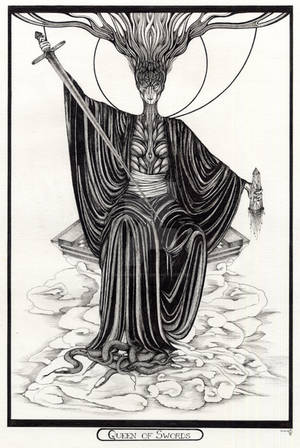 Queen of Swords Tarot Original by InaAuderieth