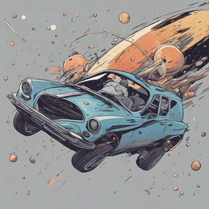 Car falling in space