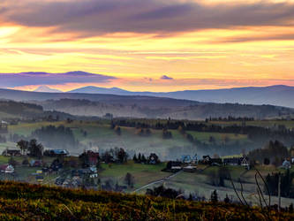 Autumn sunset in the mountains