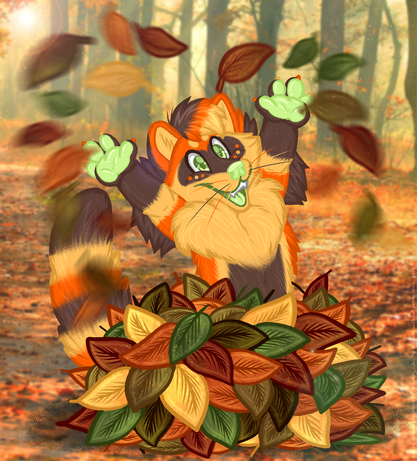 Leaf Racoon Leaf Pile Raccoon by Sleepy-Chi on DeviantArt
