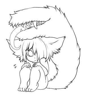 free use lineart - scared little tailmouth