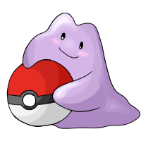 Purple Ditto with a Pokeball