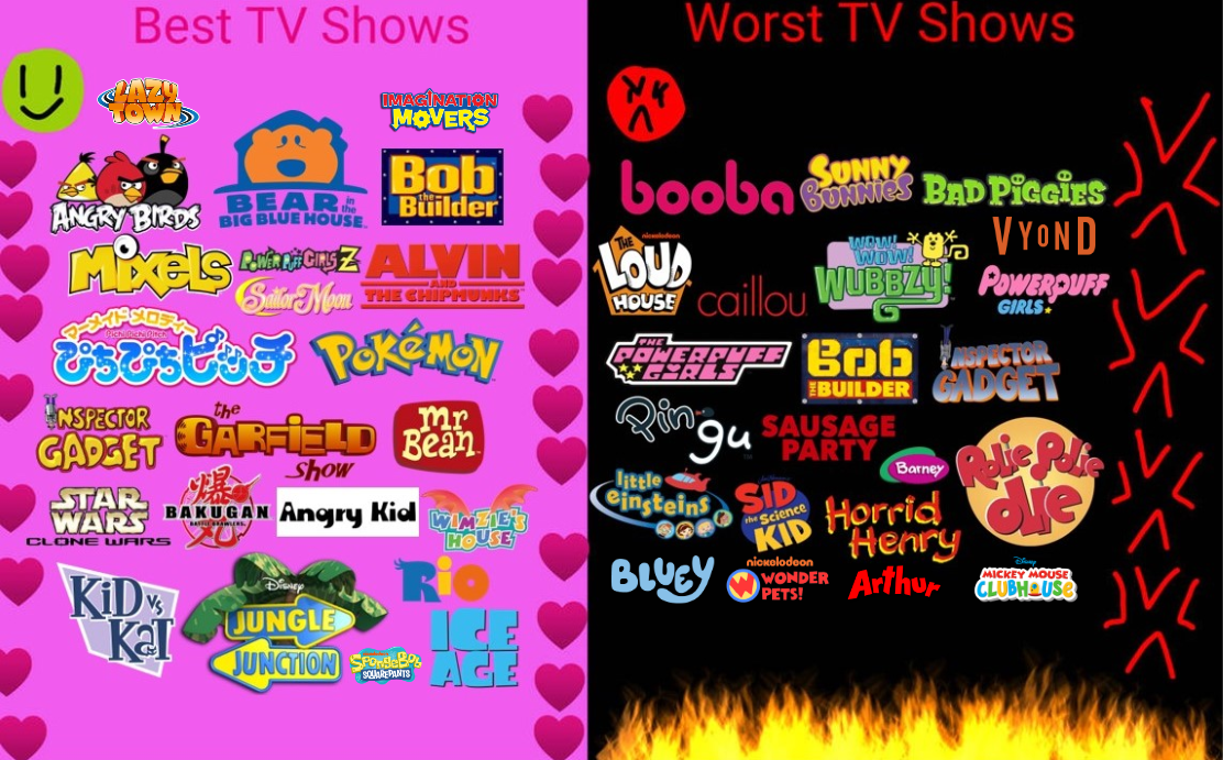 Best TV Shows/Worst TV Shows (Updated) by DylanFanmade2000 on DeviantArt