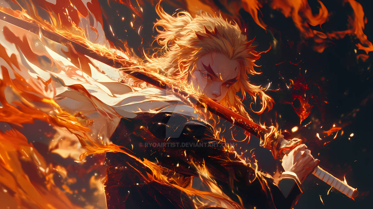 Fire Touched R6 Kyojuro Rengoku Fire Hashira #6 by RyoAIrtist on DeviantArt