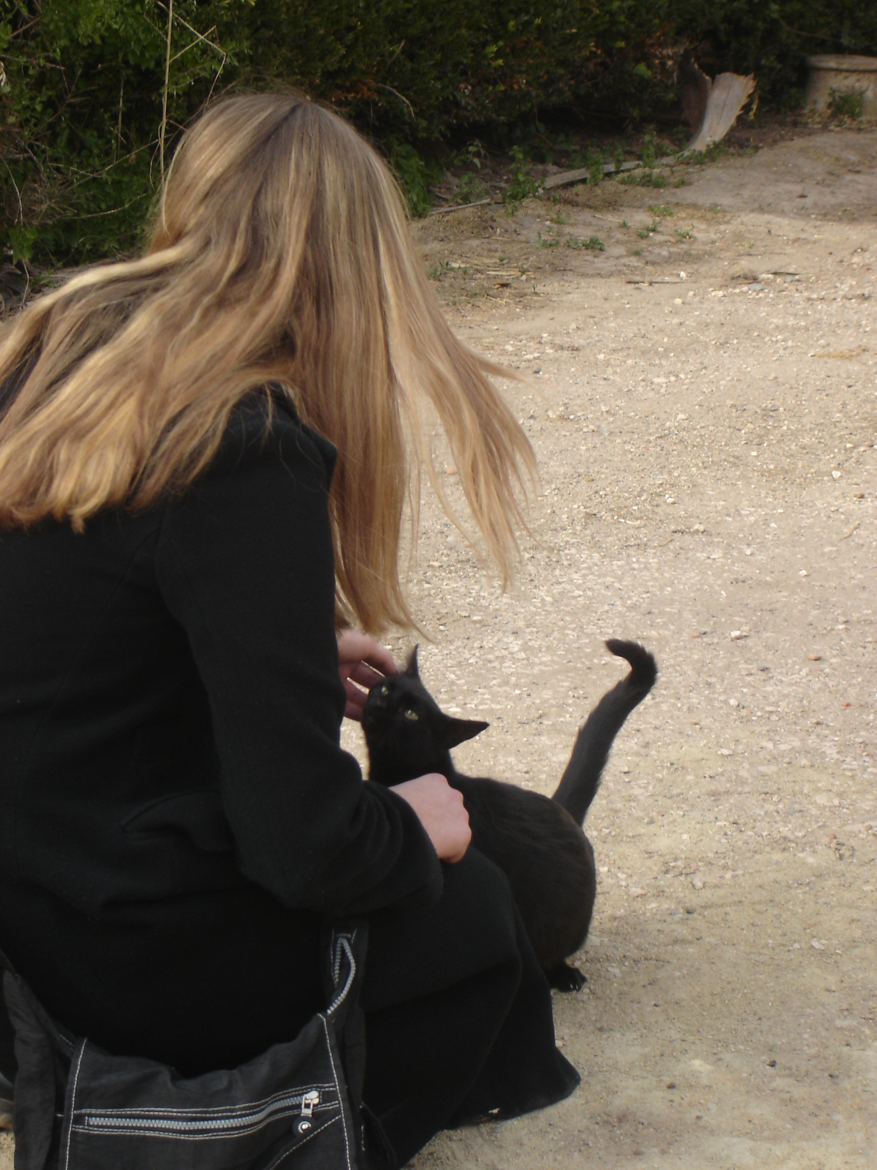 Woman and Black Cat