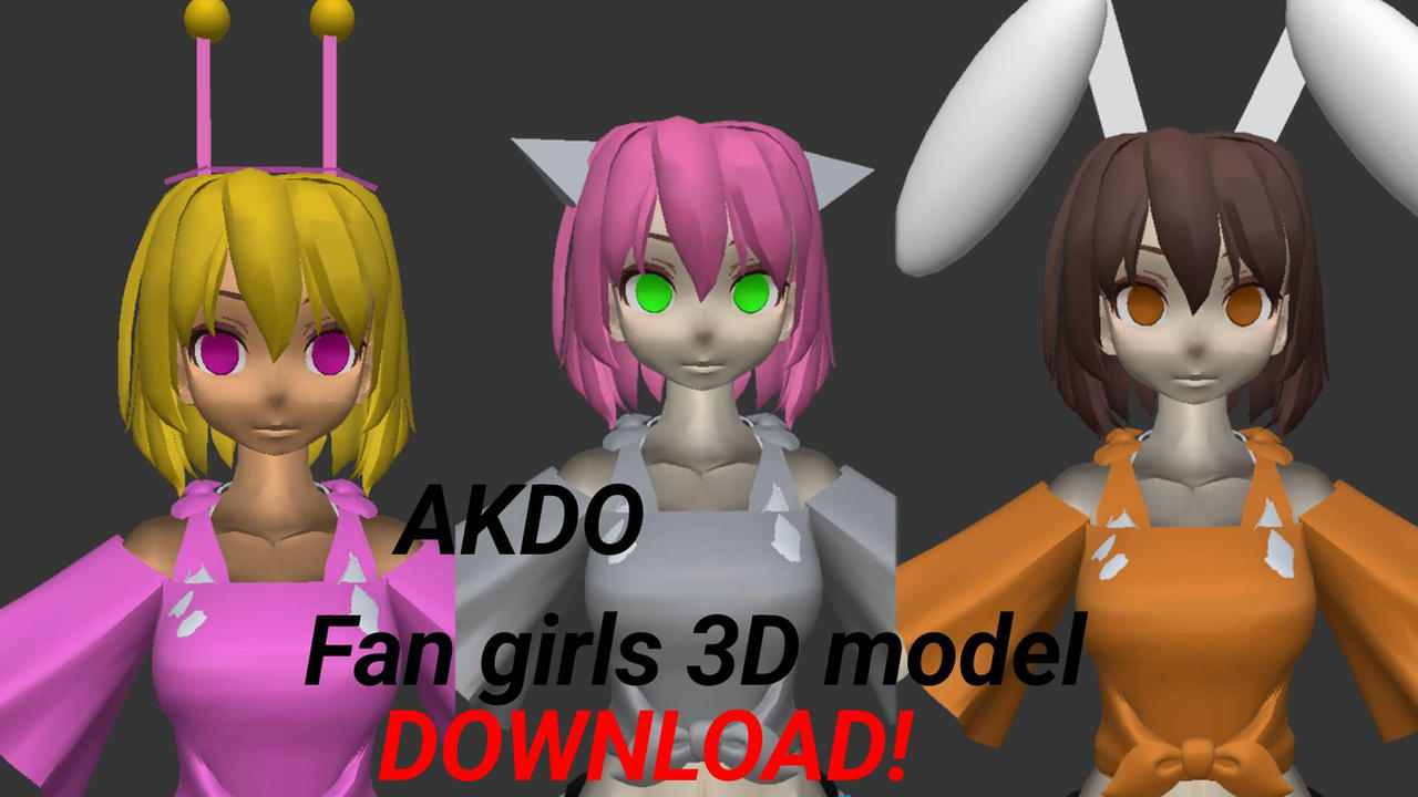 Akdo Team AKDO Fan girls 3D model DOWNLOAD! by Annabjection4203 on DeviantArt