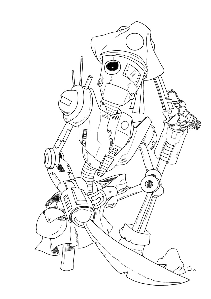 Robot Pirate - lineArt