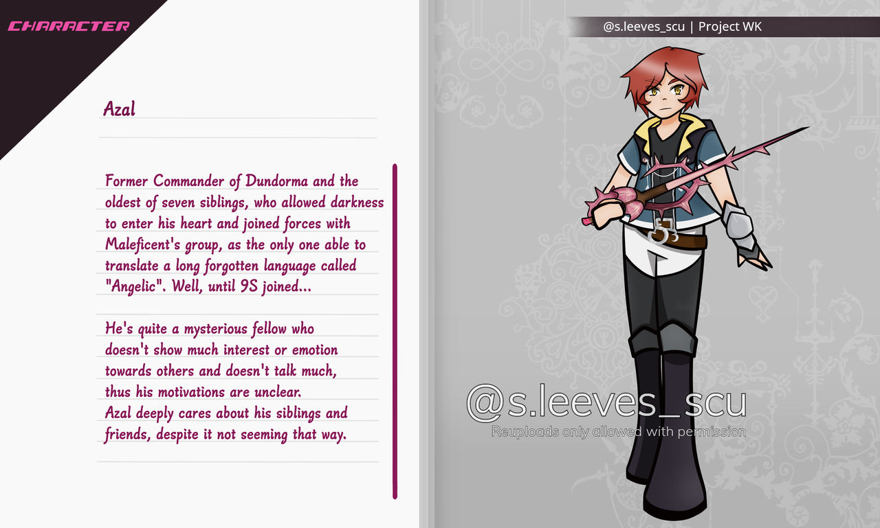 Azail Character Azal - Character Sheet (WK Part II Design) by SleevesSCU on DeviantArt