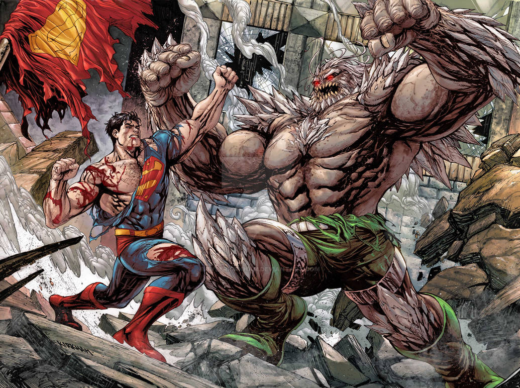 Персонажи битвы сильнейших. Супермен vs Думсдей. Думсдей Марвел. Думсдэй DC Comics. Думсдэй комикс.
