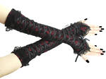 extra lace long fingerless gloves, black by Eusebie