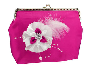 Pink and white frame clutch bag, purse lace womens