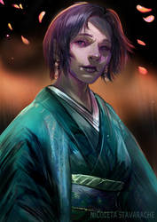 Scar girl with kimono