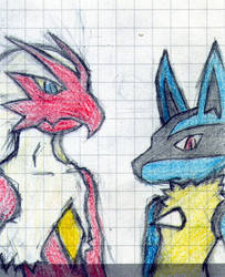 Blaziken and Lucario