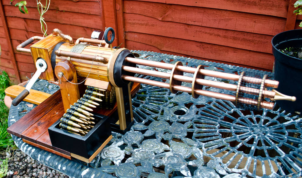 Home built Steampunk Gatling gun. by steampunk-willy64