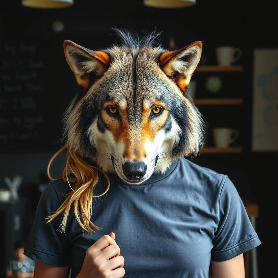 Wolf Woman In A T-shirt Collection AI 1