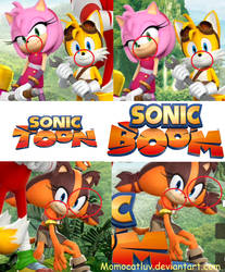 Sonic Boom and Sonic Toon official art differences