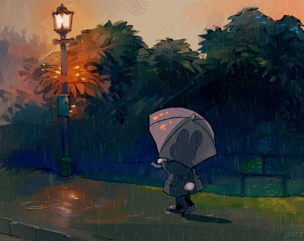Walking home in the rain