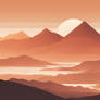 Sunset Over Layered Mountains