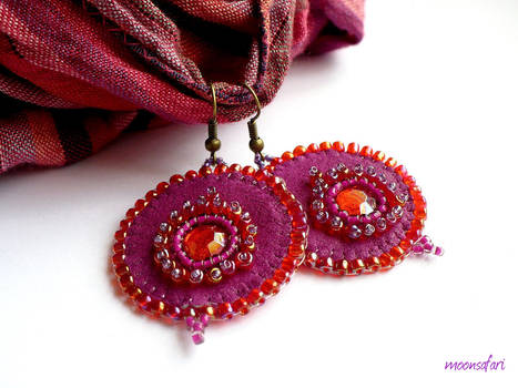 Beaded leather earrings