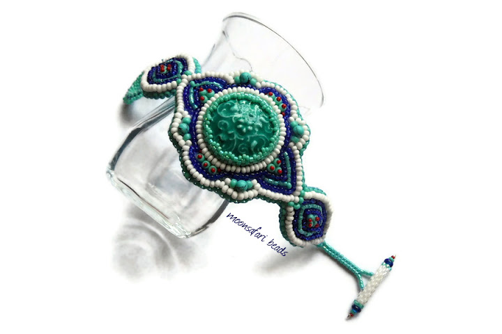 Iznik bead embroidered bracelet