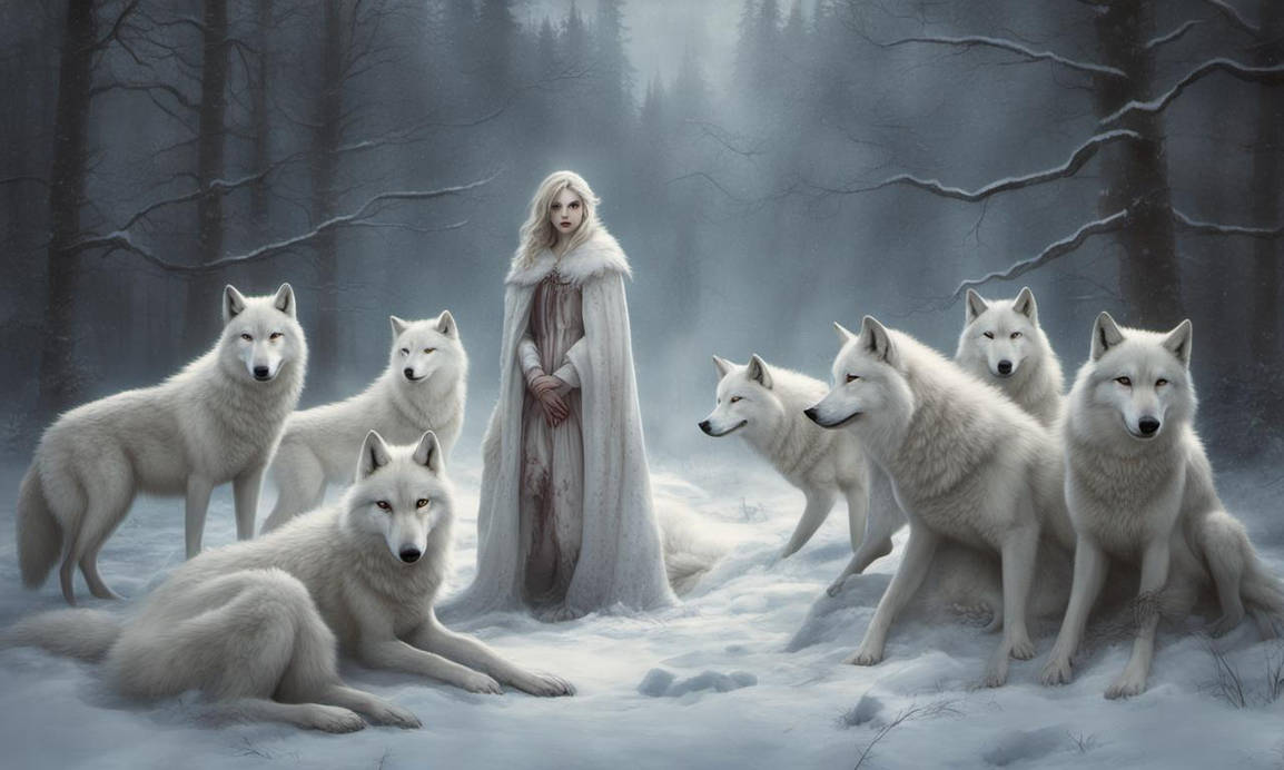 With white wolves by ThomasHereAndThere on DeviantArt