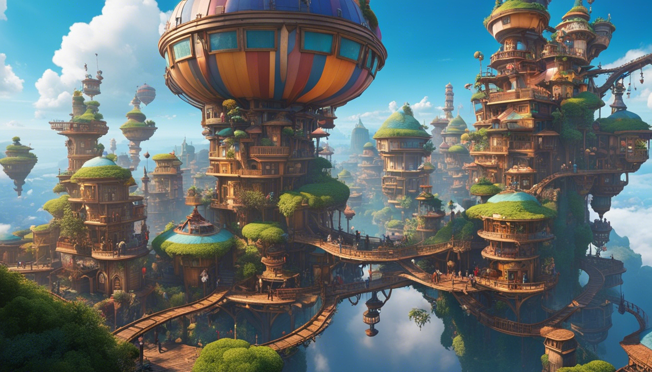 Whimsy Type Town A whimsical floating city by ThomasHereAndThere on DeviantArt
