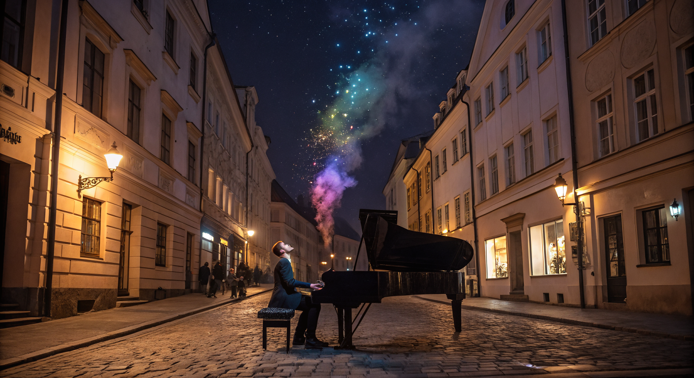 A composer performing his own work by ThomasHereAndThere on DeviantArt