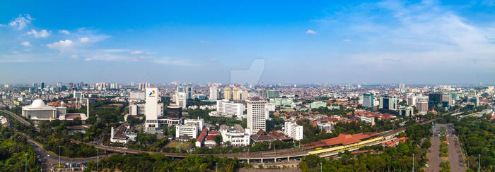 Panorama of Jakarta from The Top of Monas