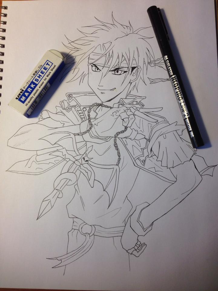 Orphen Ink Drawing by blondewolf2