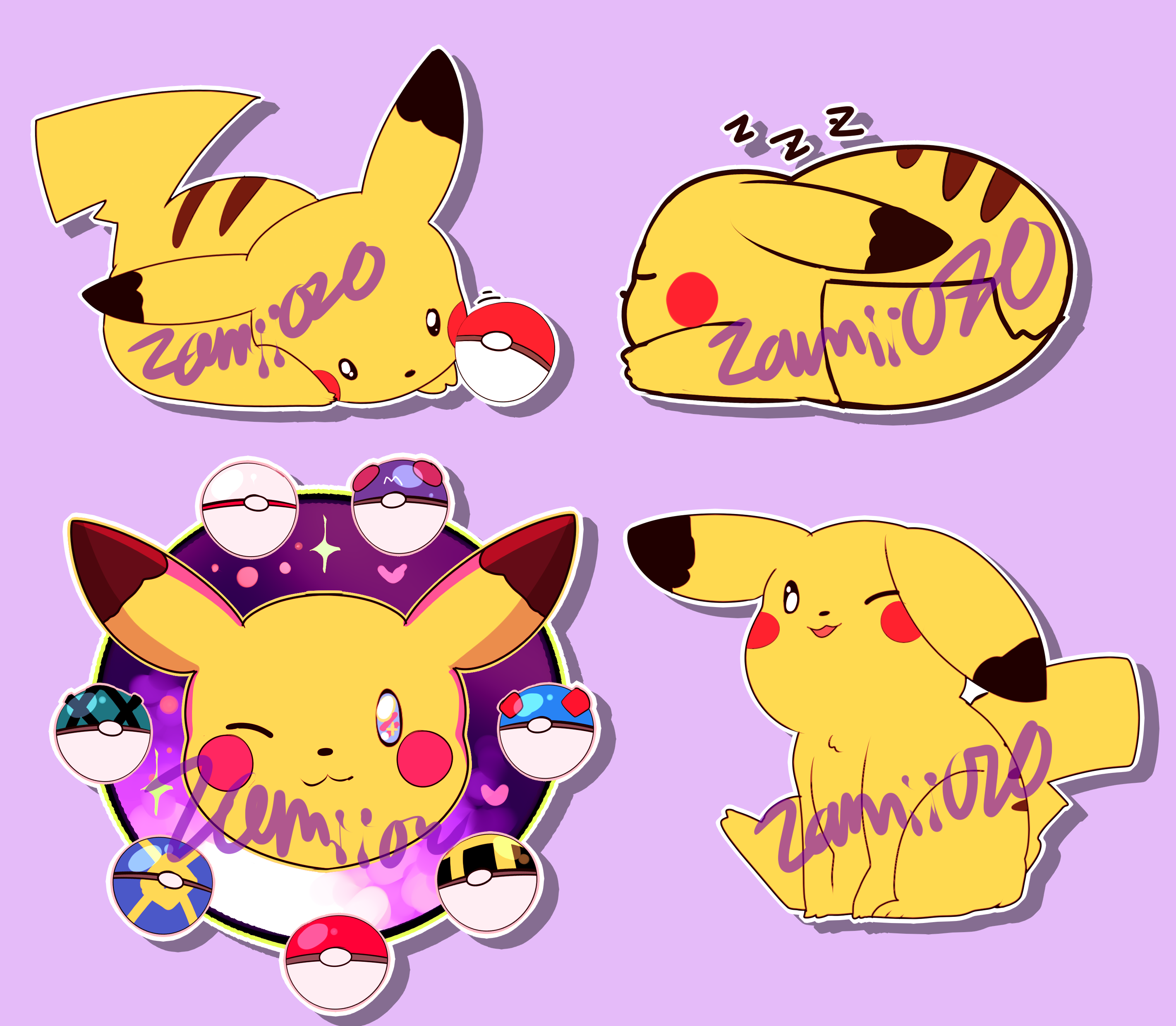 Pikachu Sticker Designs Pikachu stickers by Zamiiz on DeviantArt
