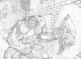 Hulk Smash Wolverine Final Pencils by RAM