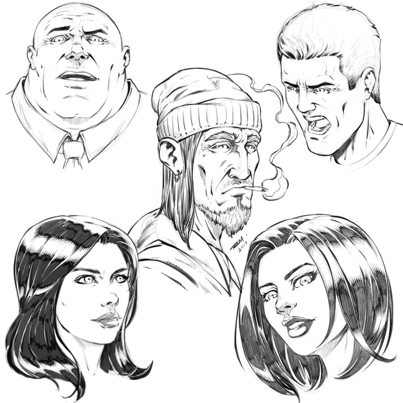 Sketches of Comic Book Style Faces by robertmarzullo on