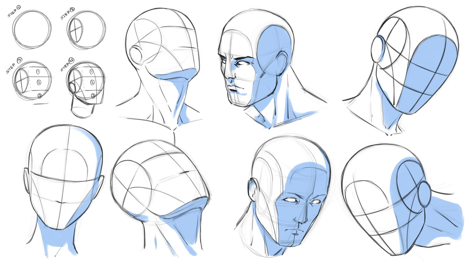 How to Draw Heads at Various Angles - Reference by robertmarzullo on